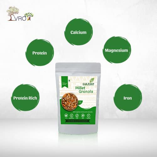 GUILTCHIP Millet Granola With Sun Dried Apples, Almonds & Raisins - 190 gm