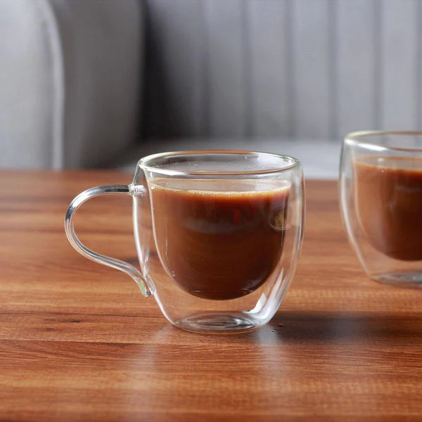 The Bean Co Roasters Double Wall Coffee Cup | Borosilicate Glass | Insulated Layer Cups | Perfect for Coffee and Tea