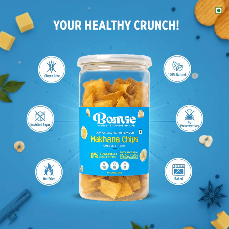 Bonvie Makhana Chips - Cheese & Herbs Pack of 3