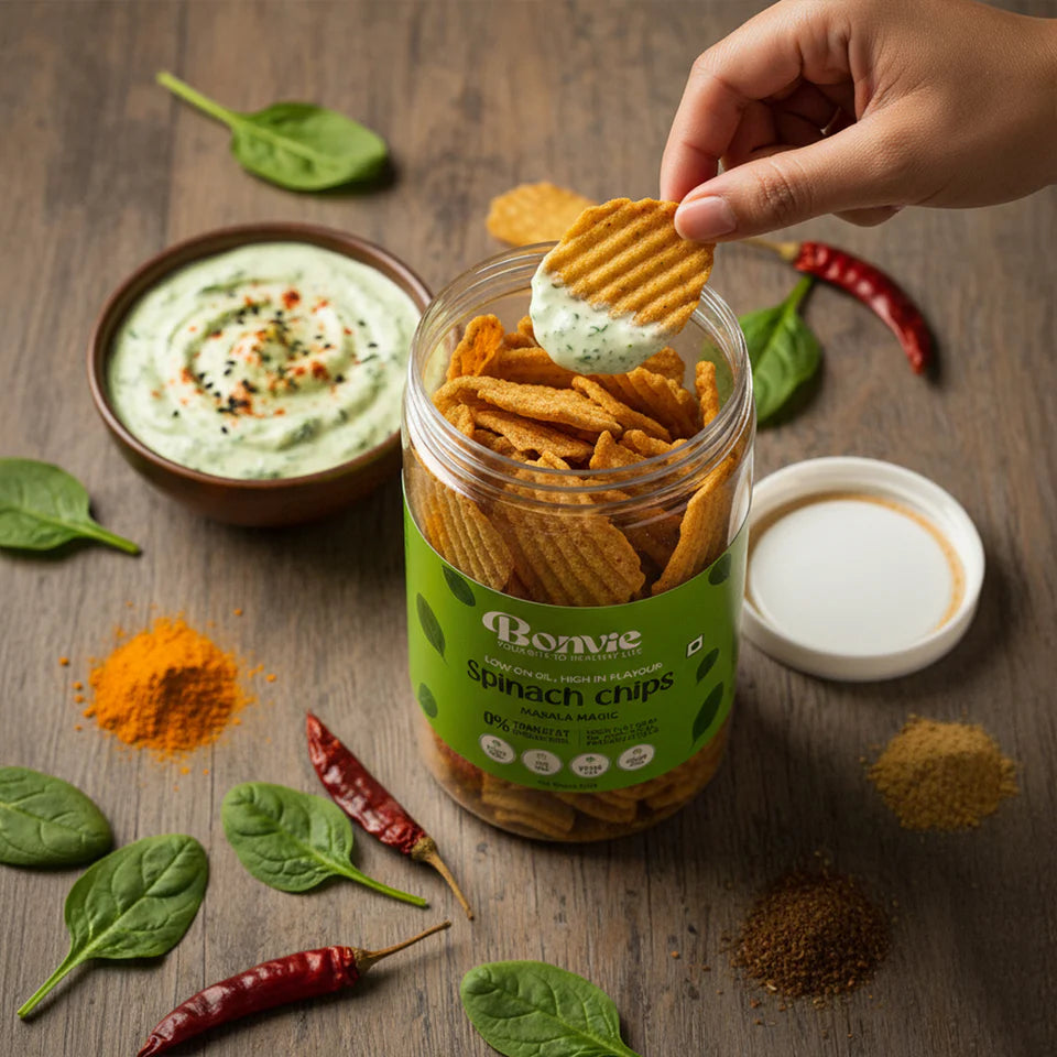 Bonvie Spinach Chips - Masala Magic Pack of 3