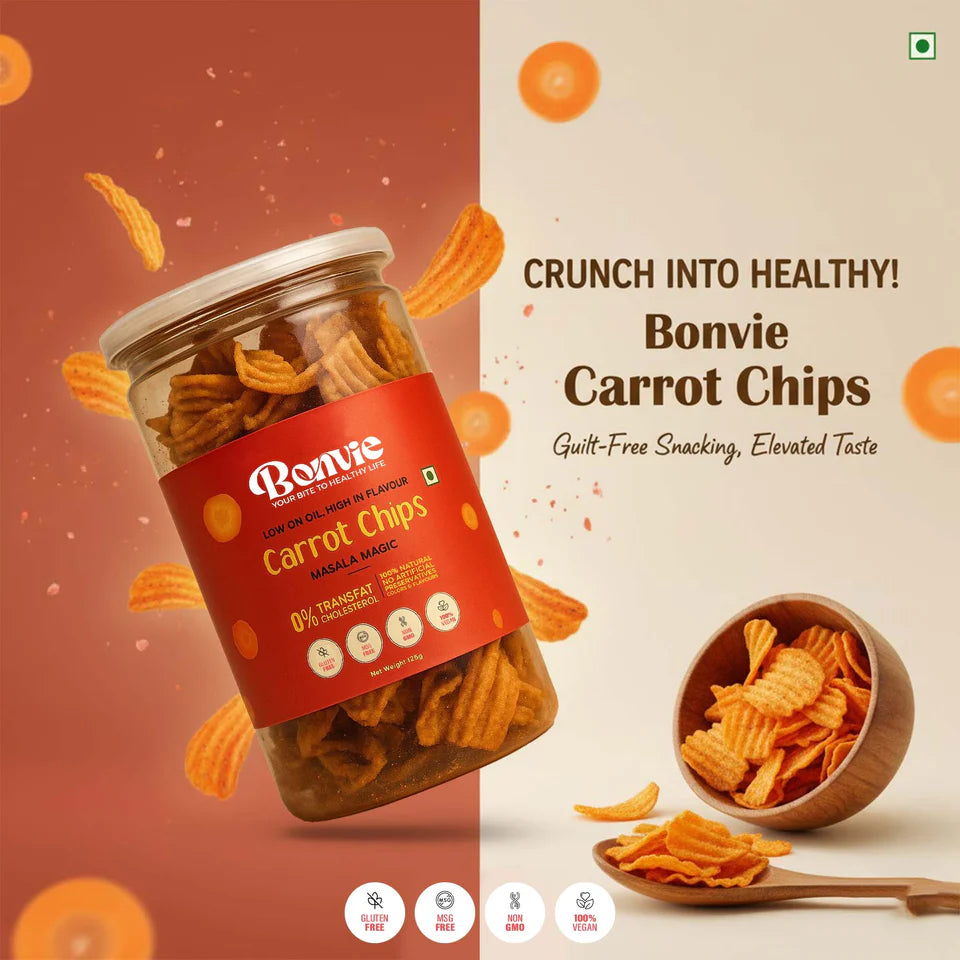 Bonvie Carrot Chips - Masala Magic Pack of 3