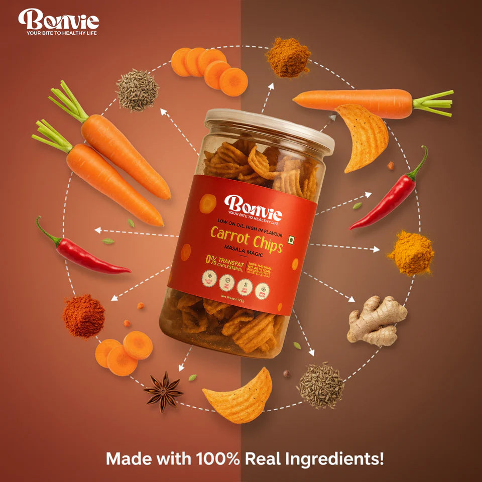 Bonvie Carrot Chips - Masala Magic Pack of 3