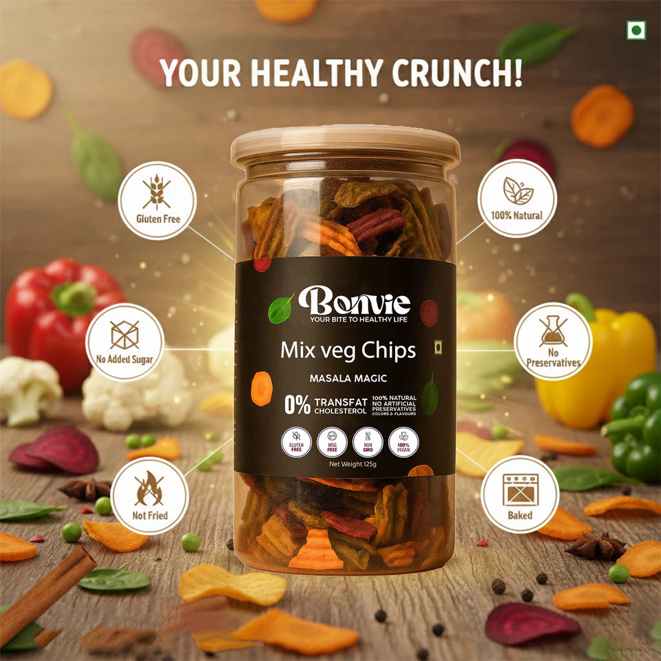 Bonvie Mix Vegetable Chips - Masala Magic Pack of 3