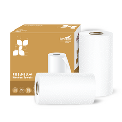 Imvelo 4 Ply Kitchen Towel | 140 Pulls per Roll | OBA Free & Safe to Skin | Highly Absorbent | Food - Safe Kitchen Tissue Roll | White Tissue Papers for Kitchen use