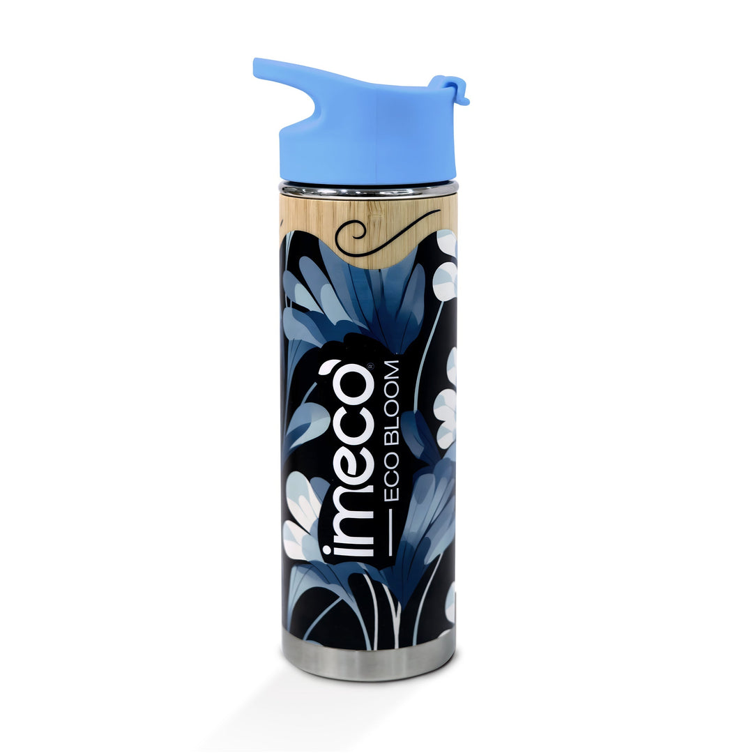 IMECO Printed Bamboo Bottle 450 ml - Leak & Rust Proof - Double-Wall Vacuum Insulated - For Adult & Kids