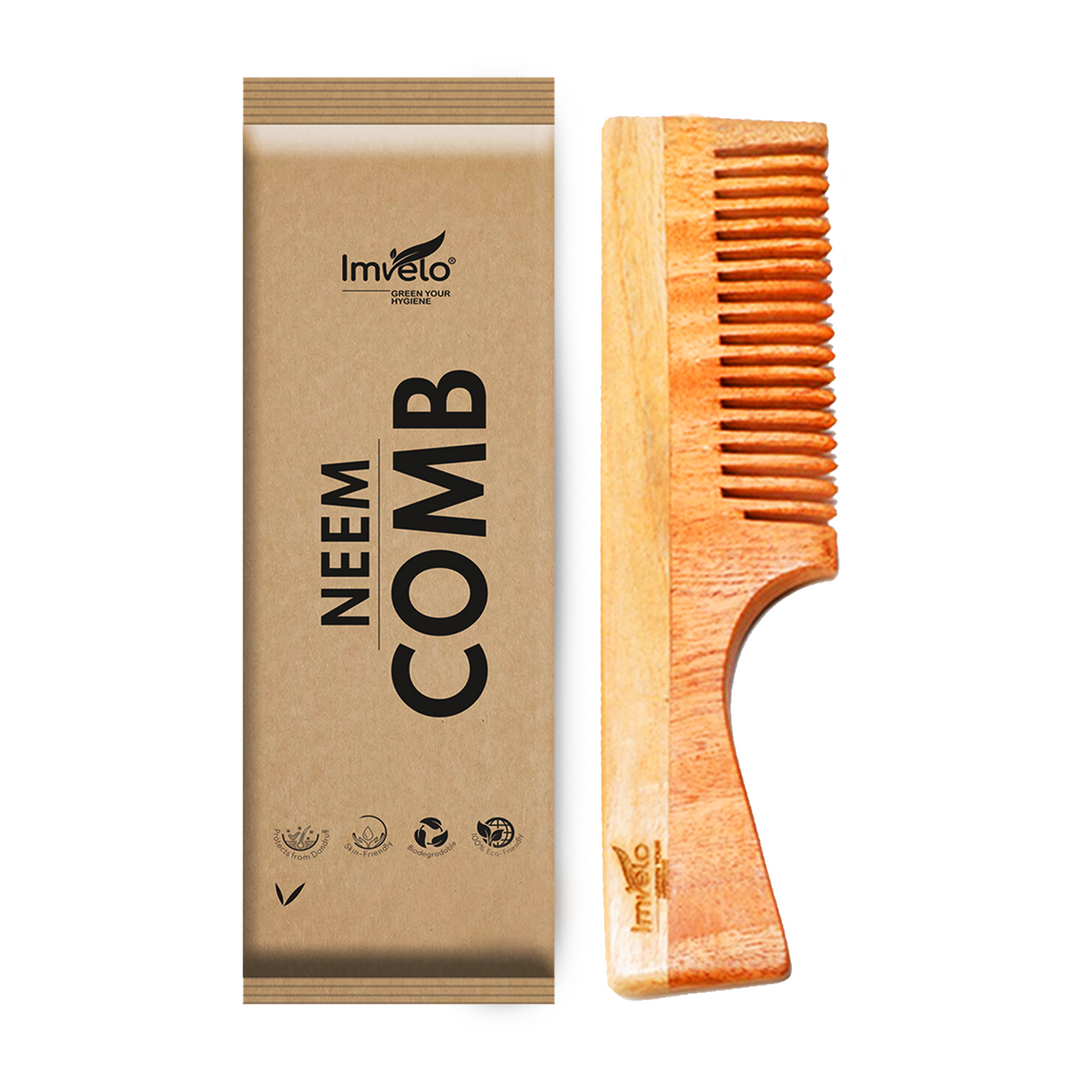 Imvelo Neem Comb Set for Women & Men - Wooden Comb for Women Hair Growth, Anti Hairfall, Dandruff Remover Comb, Hair Comb for Men - Frizz Control, Straightener Combs