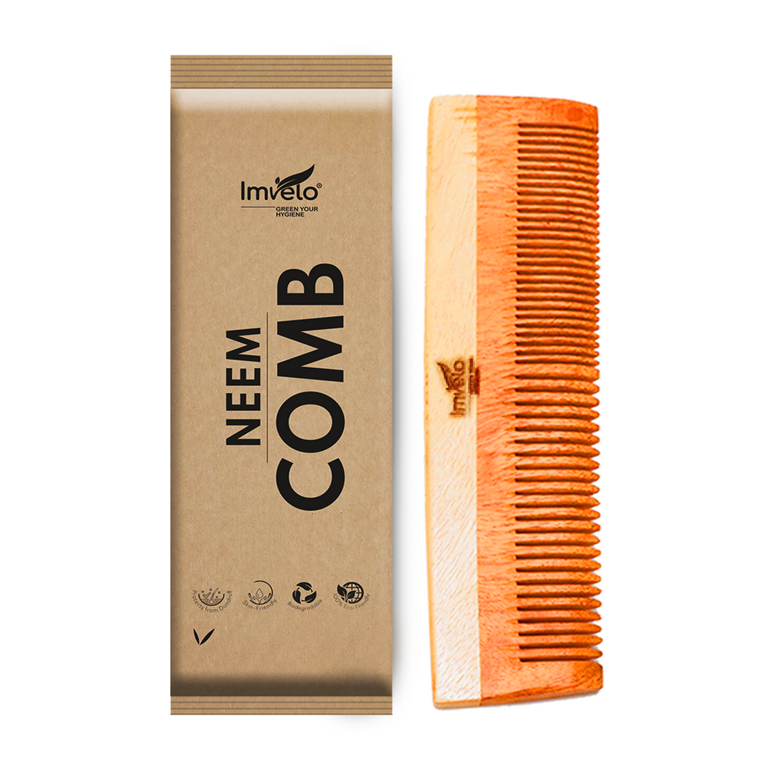 Imvelo Neem Comb Set for Women & Men - Wooden Comb for Women Hair Growth, Anti Hairfall, Dandruff Remover Comb, Hair Comb for Men - Frizz Control, Straightener Combs