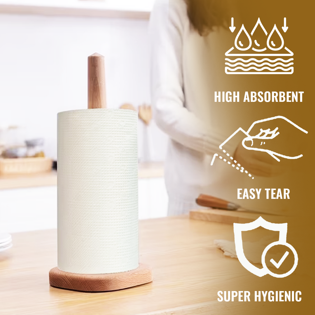 Imvelo 2 Ply Kitchen Towel | 120 Pulls per Roll | OBA Free & Safe to Skin | Highly Absorbent | Food - Safe Kitchen Tissue Roll | White Tissue Papers for Kitchen use