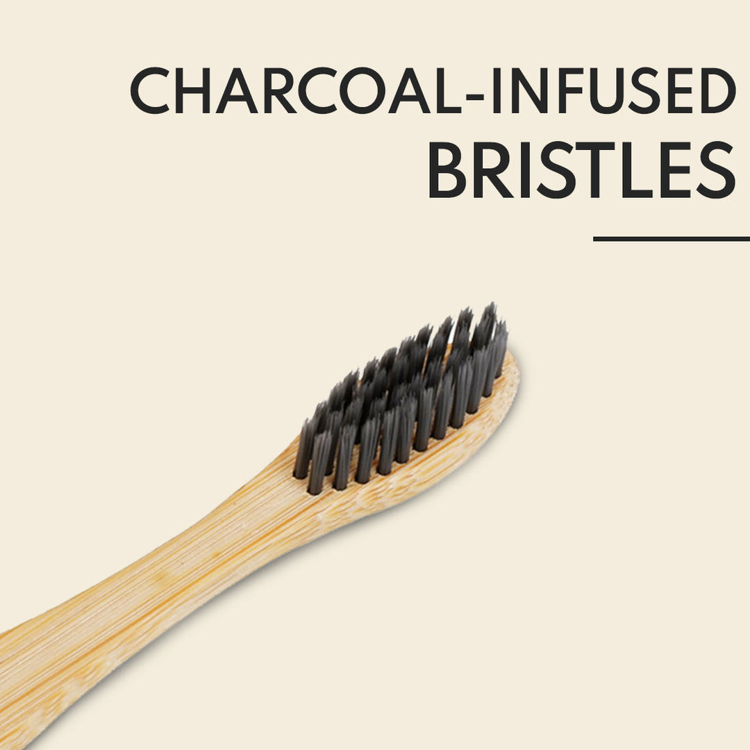 Imvelo Manual Bamboo Toothbrush | Charcoal Activated | Soft Bristles Brush Toothbrush | Natural & Ecofriendly Oral Care | Biodegradable Brush For Men & Women