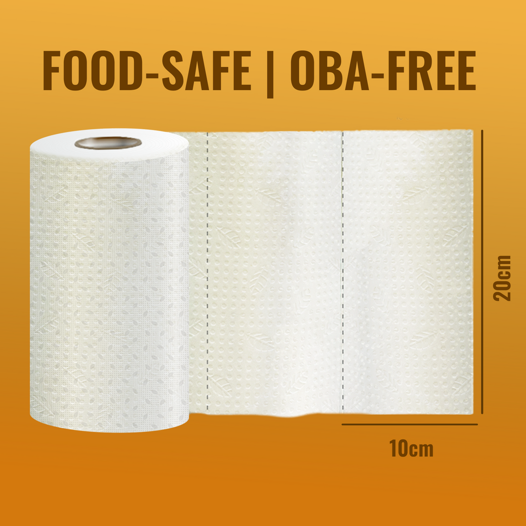 Imvelo 4 Ply Kitchen Towel | 140 Pulls per Roll | OBA Free & Safe to Skin | Highly Absorbent | Food - Safe Kitchen Tissue Roll | White Tissue Papers for Kitchen use