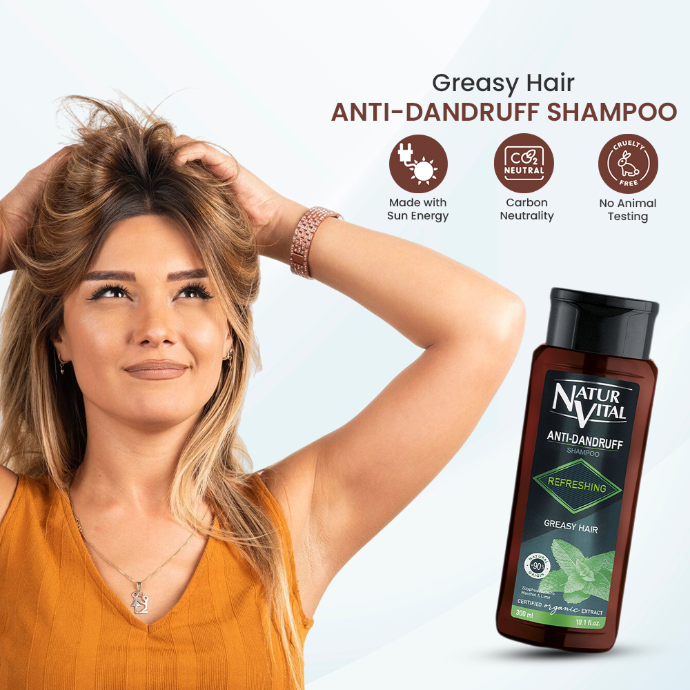 NaturVital Anti-Dandruff Refreshing Shampoo for Greasy Hair – 300ml