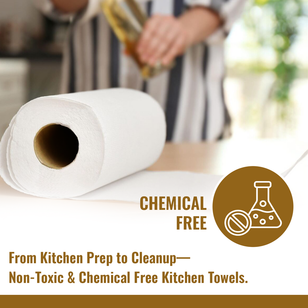Imvelo 2 Ply Kitchen Towel | 120 Pulls per Roll | OBA Free & Safe to Skin | Highly Absorbent | Food - Safe Kitchen Tissue Roll | White Tissue Papers for Kitchen use