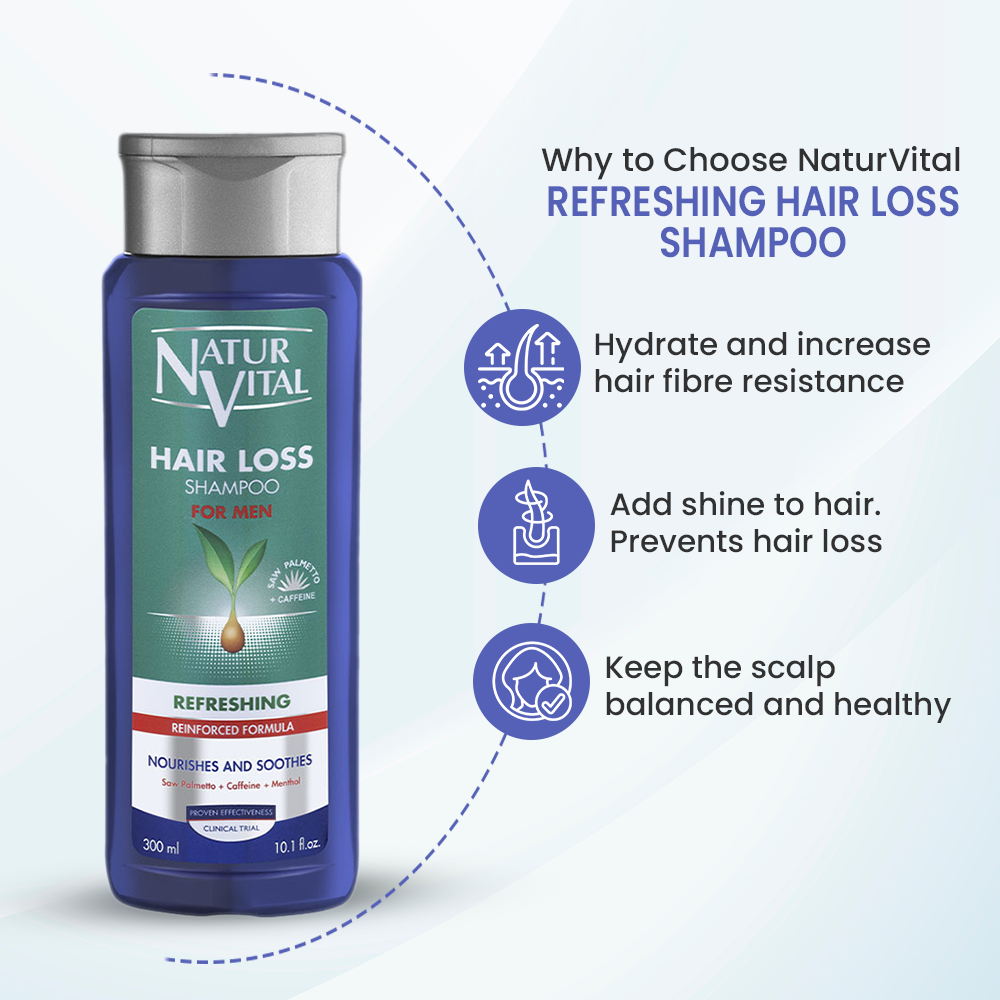 NaturVital Hair Loss Refreshing Shampoo for Men– 300ml