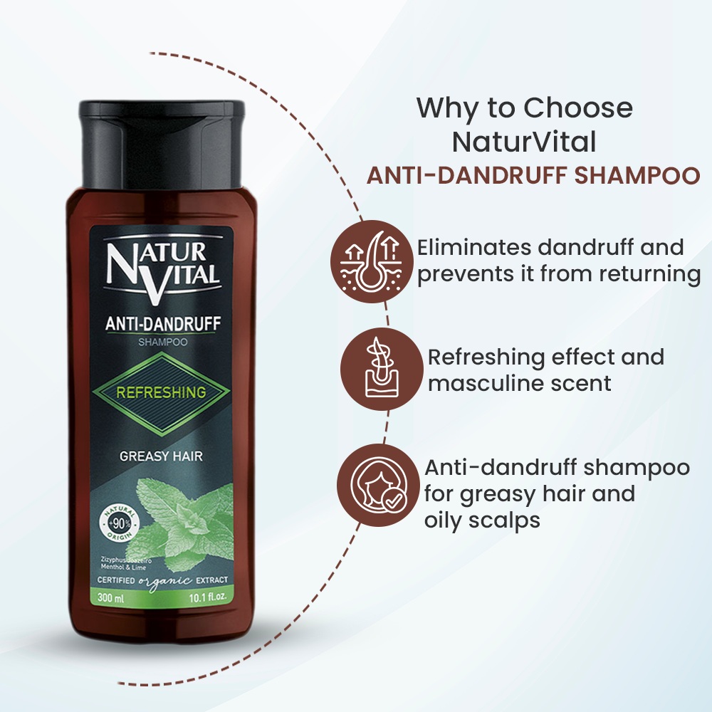 NaturVital Anti-Dandruff Refreshing Shampoo for Greasy Hair – 300ml