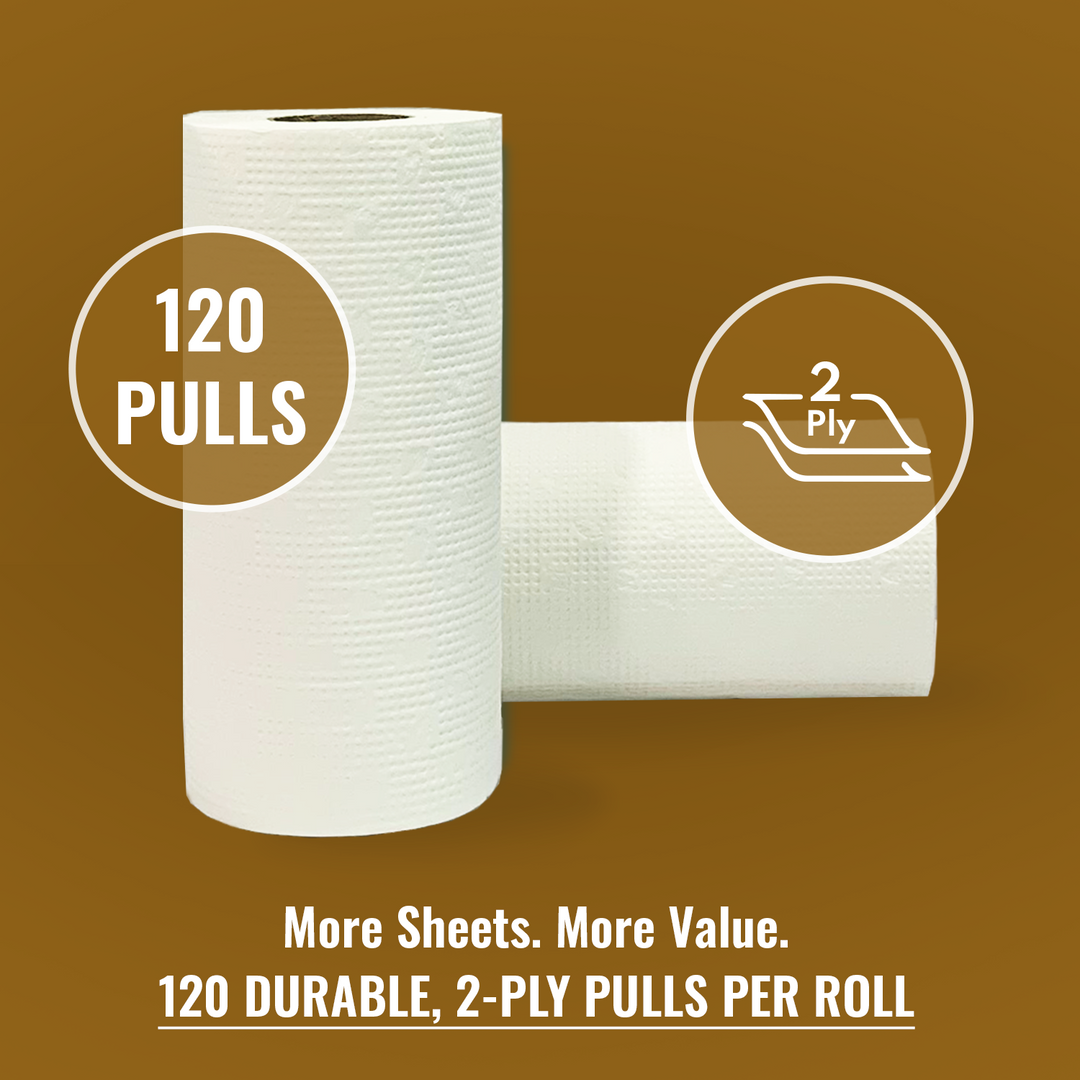 Imvelo 2 Ply Kitchen Towel | 120 Pulls per Roll | OBA Free & Safe to Skin | Highly Absorbent | Food - Safe Kitchen Tissue Roll | White Tissue Papers for Kitchen use