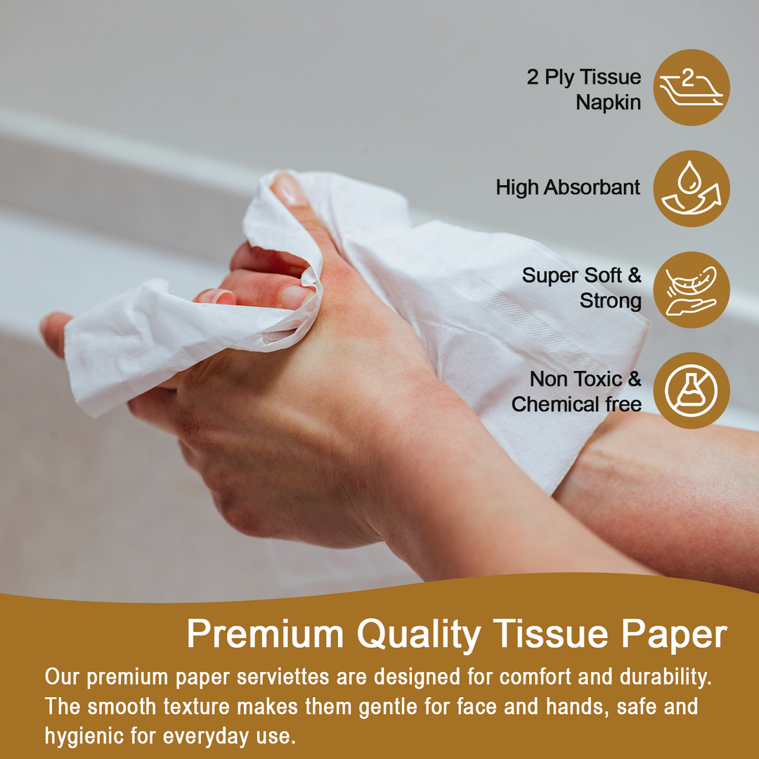 Imvelo 2 Ply Paper Napkins|50 Pulls Each |Highly Absorbent|Perfect for Indoor & Outdoor Usage