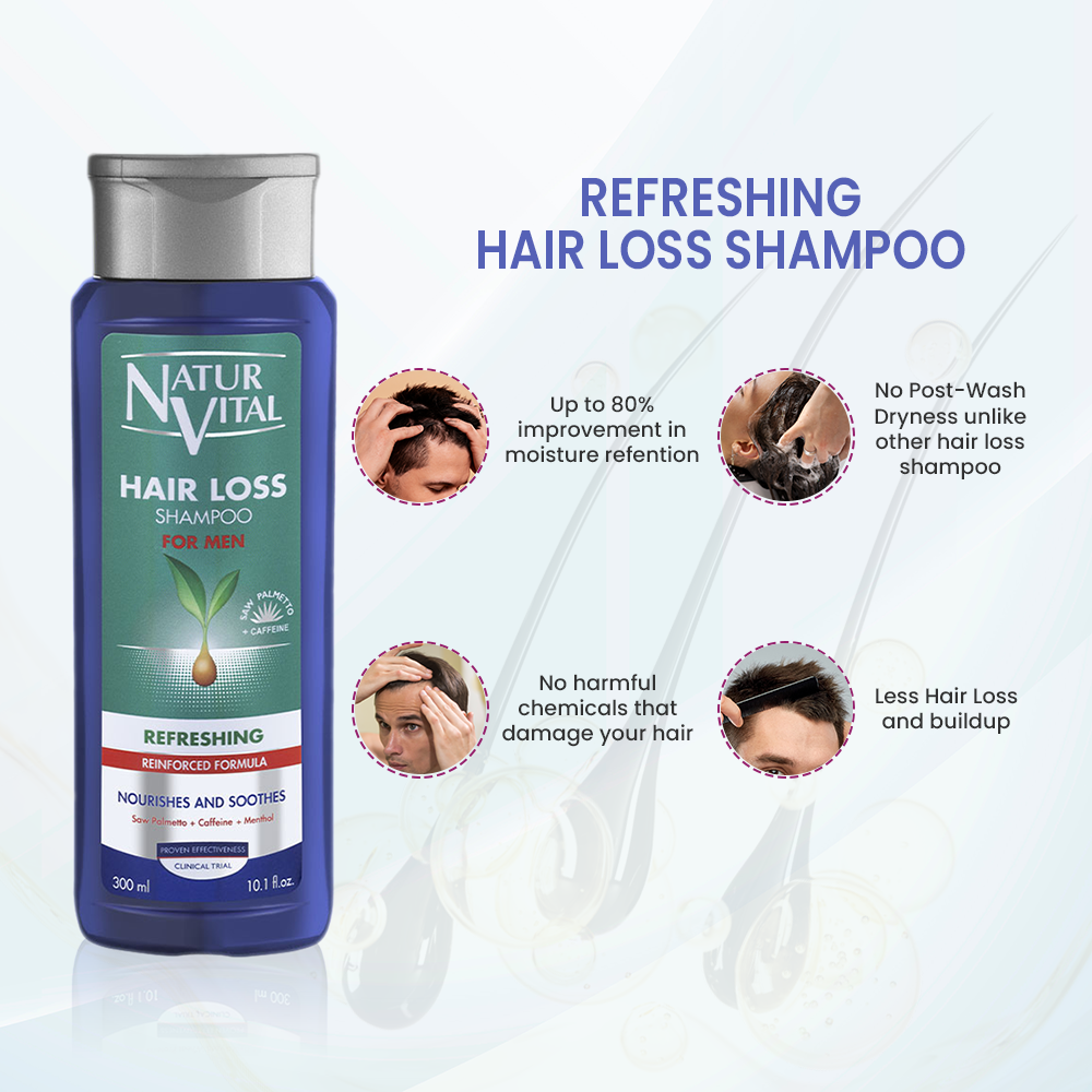 NaturVital Hair Loss Refreshing Shampoo for Men– 300ml
