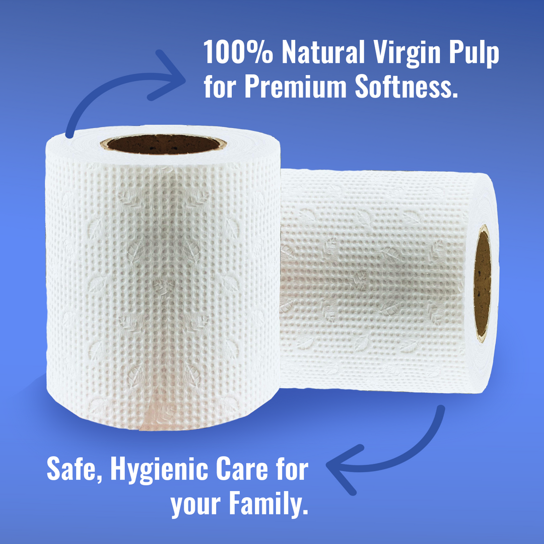 Imvelo 2 Ply Toilet Tissue Rolls - 180 Pulls Each Roll - Soft, Highly Absorbent, Septic Safe, 100% Virgin Pulp, OBA-Free Tissue Paper Roll, Bathroom Toilet Roll - Family Pack