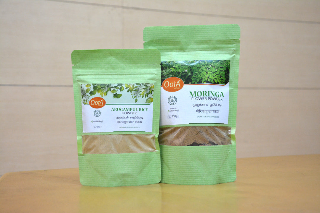 OOTA-Arugampul Rice Powder (pack of 100g) and Moringa Flower Powder (pack of 250g)
