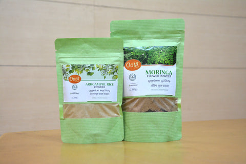OOTA-Arugampul Rice Powder (pack of 100g) and Moringa Flower Powder (pack of 250g)