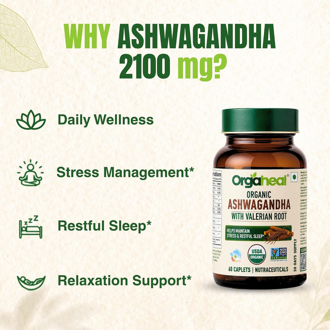 Organic Ashwagandha Caplets | 60 Caplets