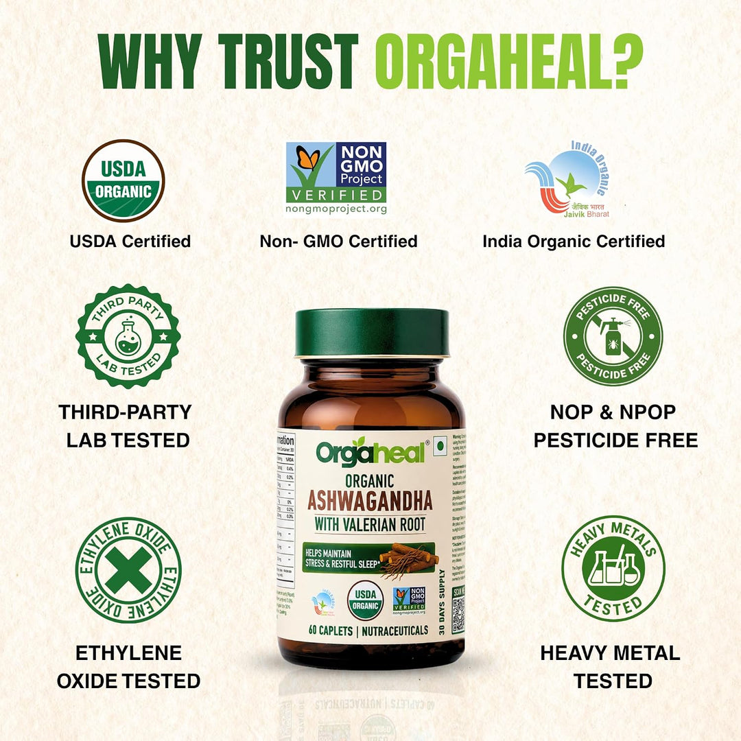 Organic Ashwagandha Caplets | 60 Caplets
