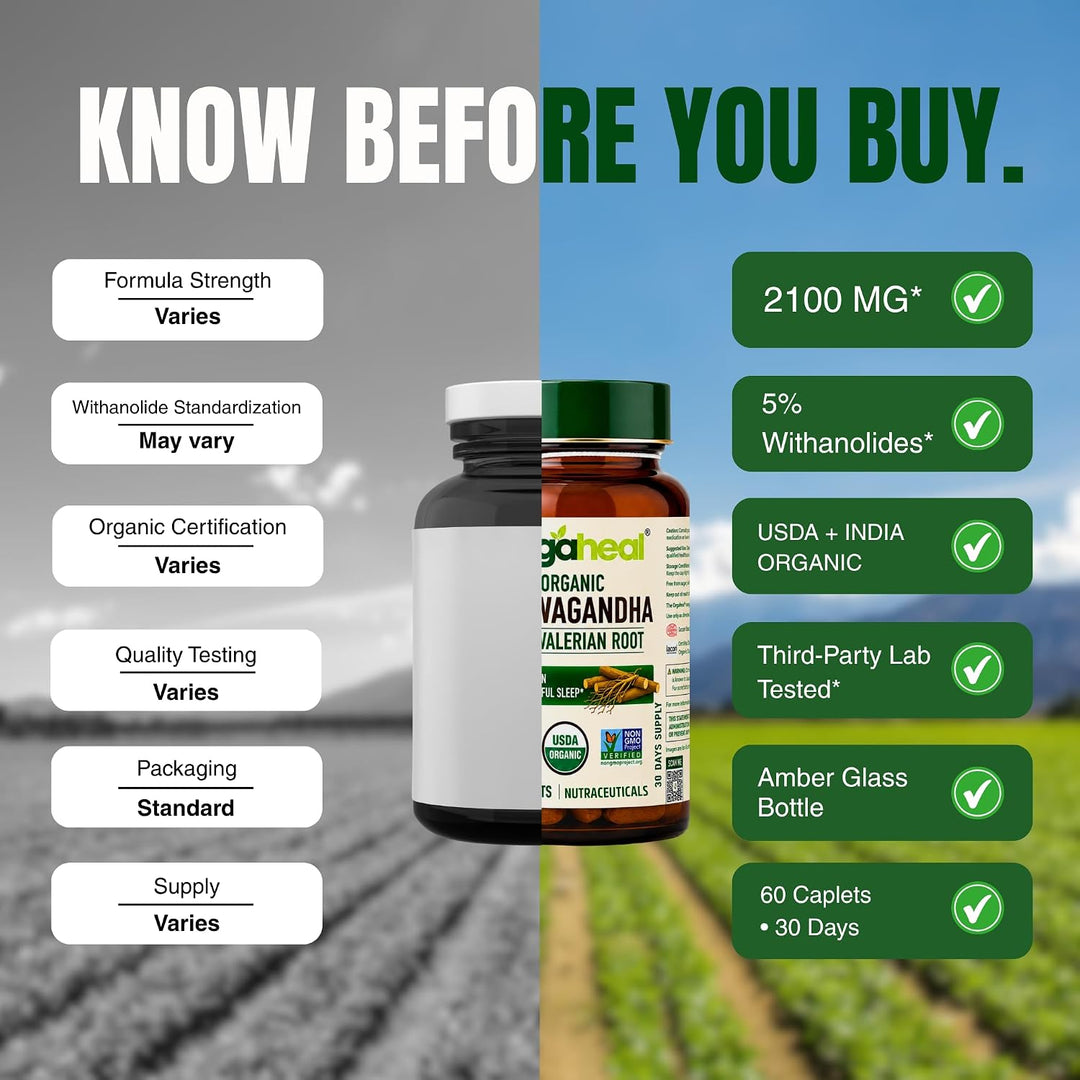 Organic Ashwagandha Caplets | 60 Caplets