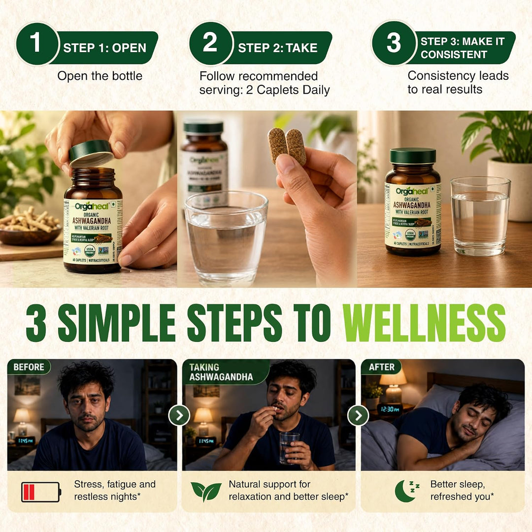 Organic Ashwagandha Caplets | 60 Caplets