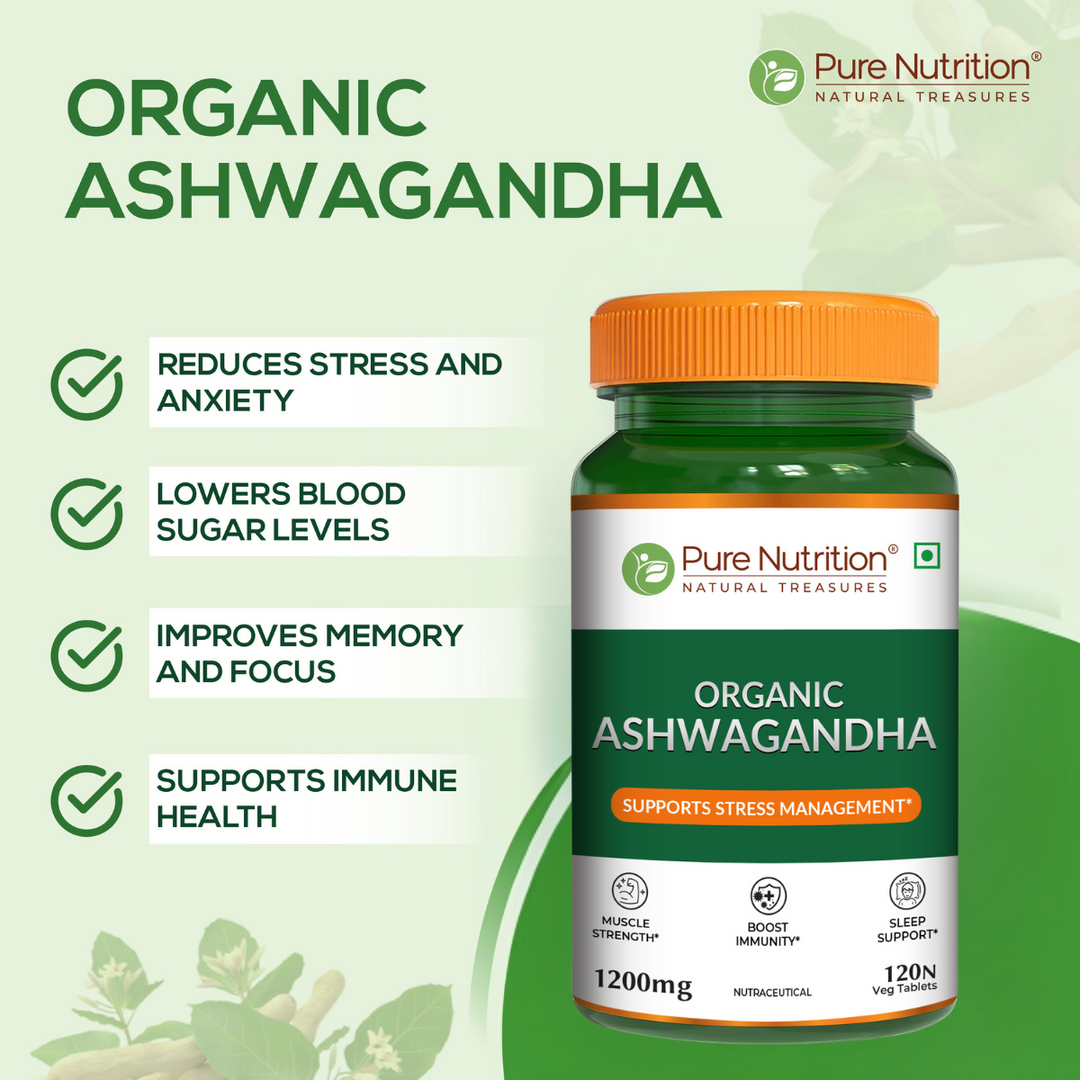 Organic Ashwagandha Tablets 120 Count | Stress Relief, Sleep & Vitality