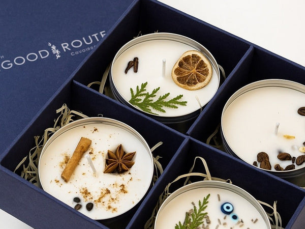 The Good Route Assorted Candles Giftbox - Set of 4