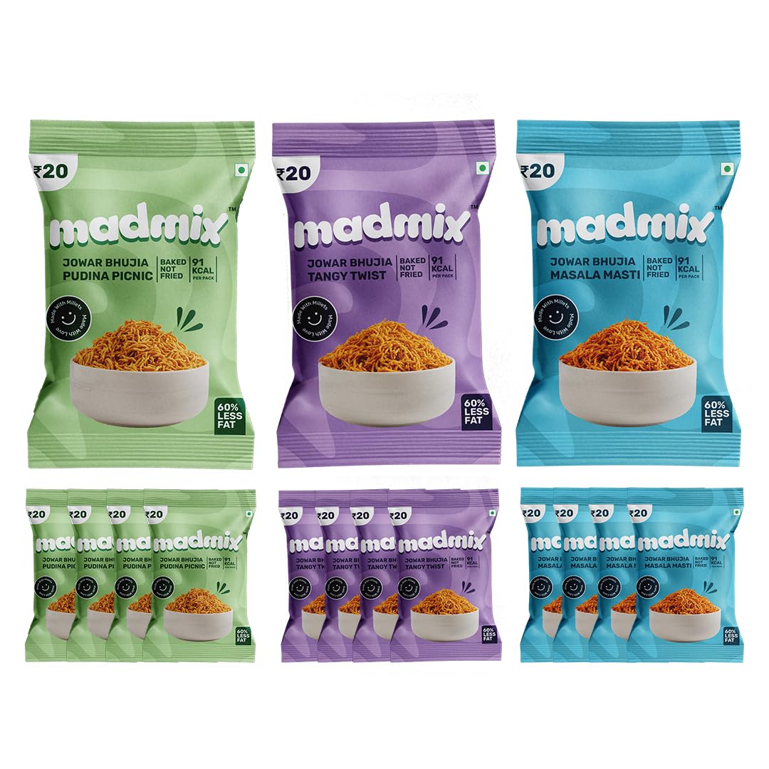 Madmix Assorted Bhujia Combo - Jowar Bhujia 25 Gms (Pack of 15)