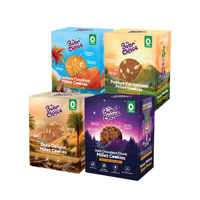 The Bettr Choice Assorted Millet Cookies Combo Pack: Dates, Cashew Coconut, Peanut Cardamom & Dark Chocolate-No Maida, Gluten Free, No Added Refined Sugar, No Trans Fat, No Wheat -Healthy Snack