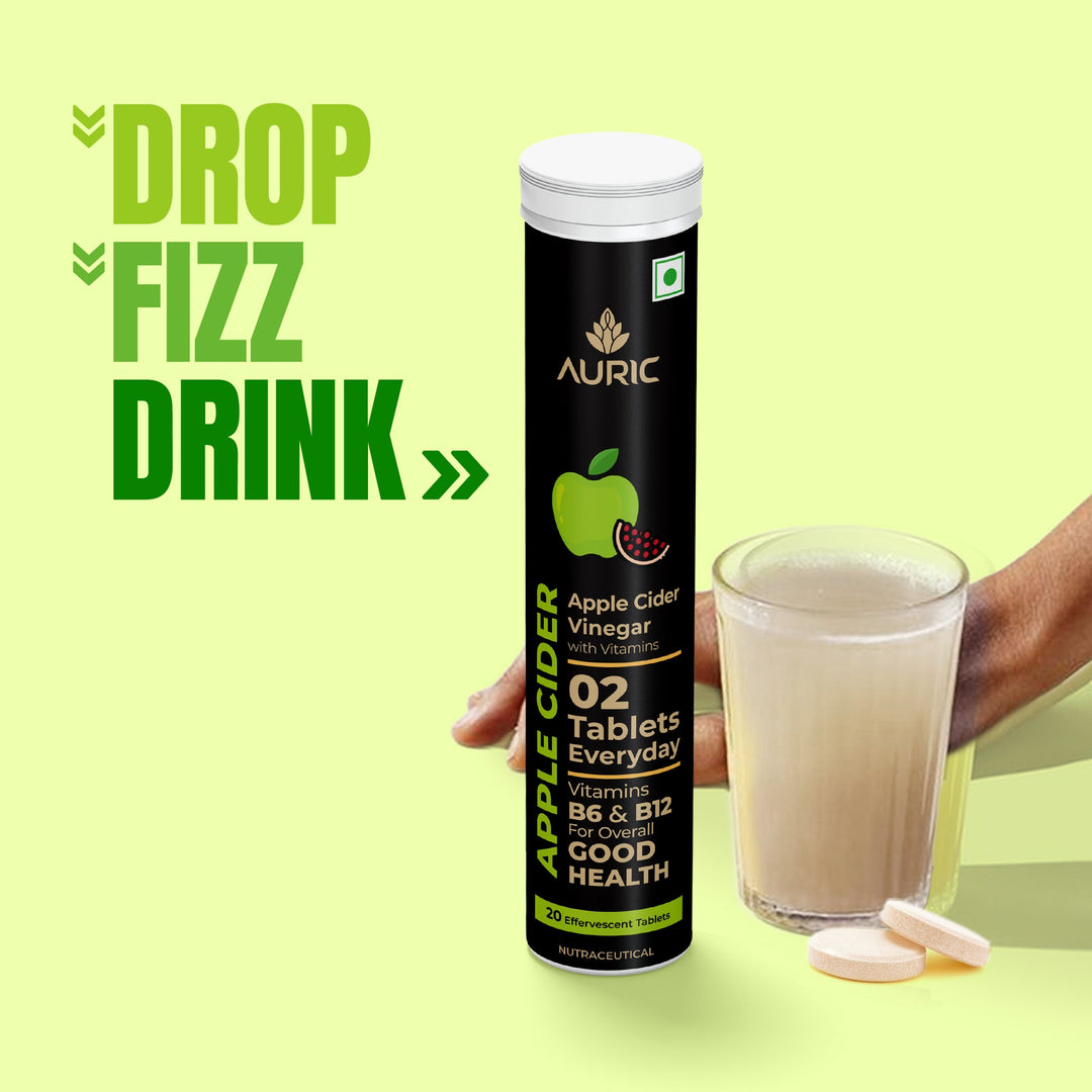 Auric Apple Cider Vinegar Vitamins | 20 Acv Tablets Vitamin B6 & B12 In Every Tube | Weight Loss & Metabolism Benefits | Supports Digestion,Bloating Relief & Gut Health Men & Women - Suspire