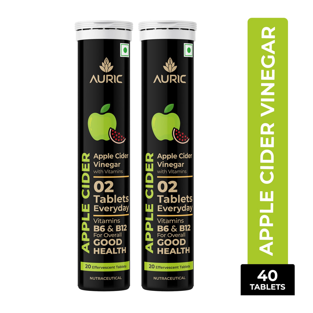 Auric Apple Cider Vinegar Vitamins | 20 Acv Tablets Vitamin B6 & B12 In Every Tube | Weight Loss & Metabolism Benefits | Supports Digestion,Bloating Relief & Gut Health Men & Women - Suspire