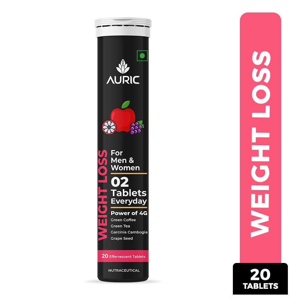 Auric Get Slim Effervescent | 20 Tablets Power of Green Coffee, Green Tea, Grape Seed & Garcinia Cambogia | For Men & Women - Suspire