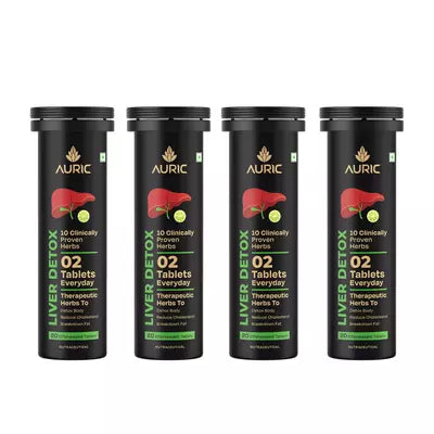 Auric Liv 365 Liver Care Effervescent | 10 Ayurvedic Herbs | 20-120 Tablets