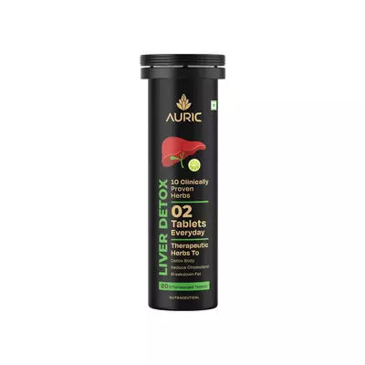 Auric Liv 365 Liver Care Effervescent | 10 Ayurvedic Herbs | 20-120 Tablets