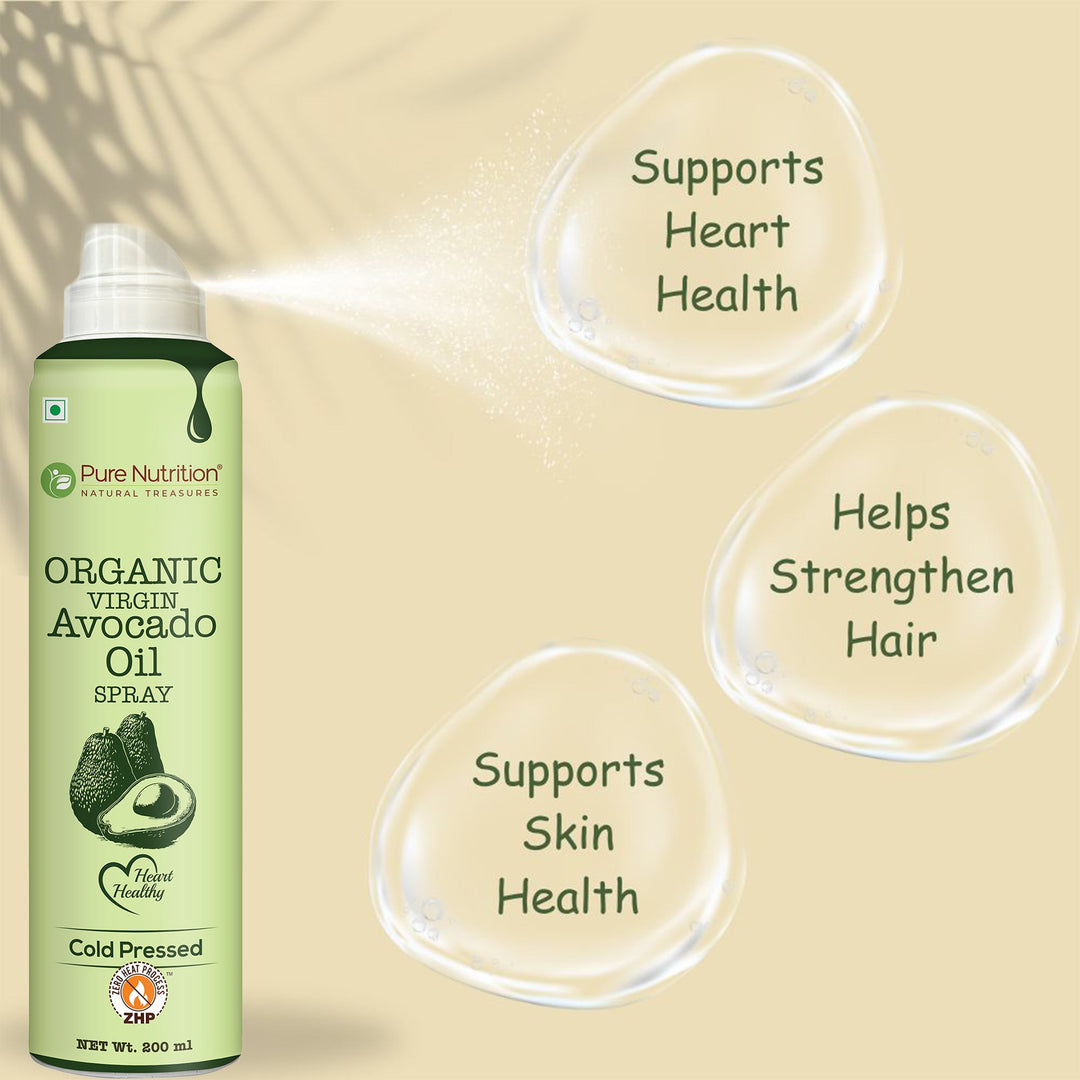 Avocado Oil Cooking Spray - 200ml | 100% Organic, Extra Virgin, Cold Pressed & Natural | 10X Less Oil for Healthy Cooking | Ideal for Salad Dressing, Sautéing, Baking, Frying | Good for Skin