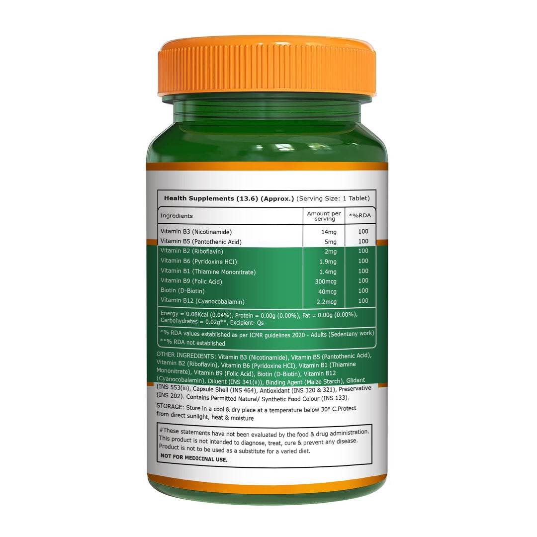 Pure Nutrition B-Complex – 100% RDA of B Vitamins | Energy & Immunity Support | 120 Veg Tablets