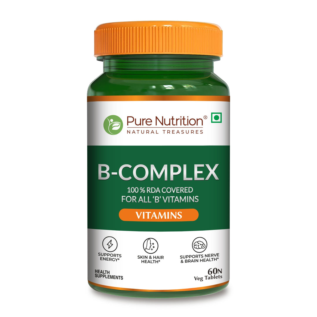 B Complex with Essential Vitamins B1, B2, B3, B5, B6, B7, B9, B12 - 60 Tablets  | Supports Energy, Metabolism, and Overall Wellness