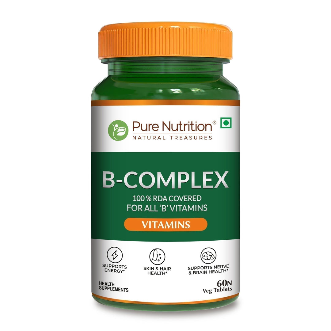 B Complex with Essential Vitamins B1, B2, B3, B5, B6, B7, B9, B12 - 60 Tablets  | Supports Energy, Metabolism, and Overall Wellness