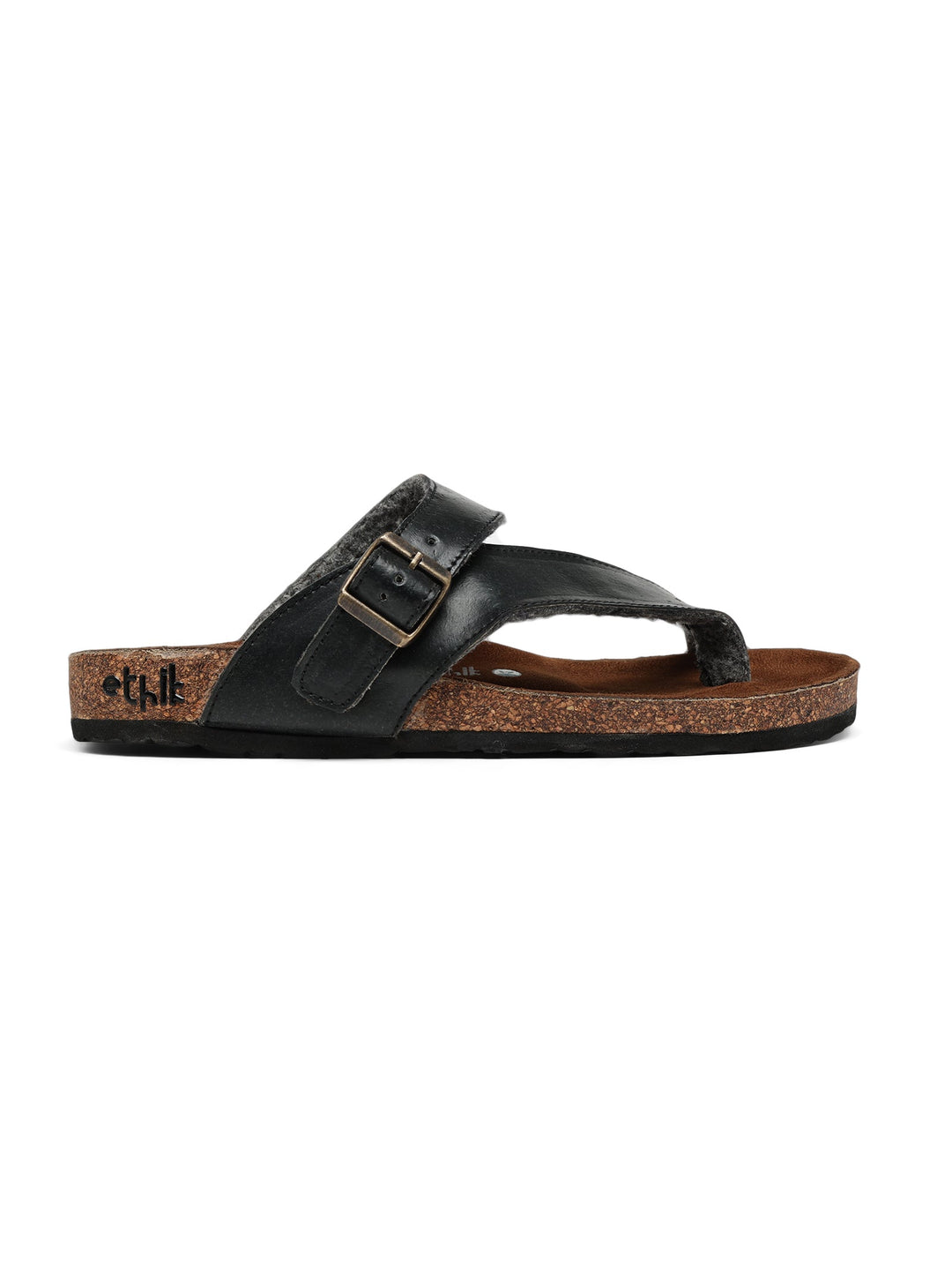 TUSK Black Cross-Strap Cork Footbed Sandals