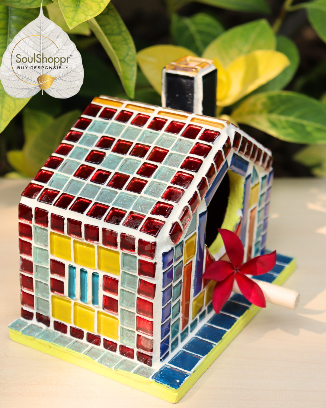 Handmade Cozy Mosaic Bird House |Outdoor Resting Place for Small Birds | Wooden Bird House | Yard, Garden & Outdoor Living | Bird & Wildlife Accessories 