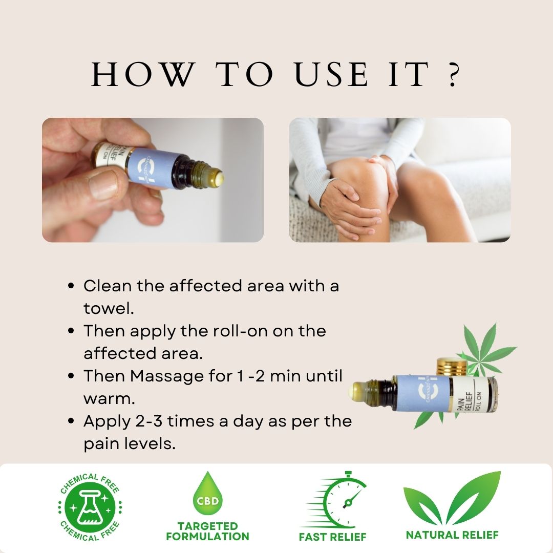 CannazoIndia® Best Pain Relief - Roll On | Revive-10ml | Ultimate Ayurvedic Medicine for Muscular & Nerve Pain |100% Natural, Vijaya Leaf Extract Hemp Seed Oil Lemongrass Eucalyptus Essential Oil | Easy-to-Carry Pocket Roll-On