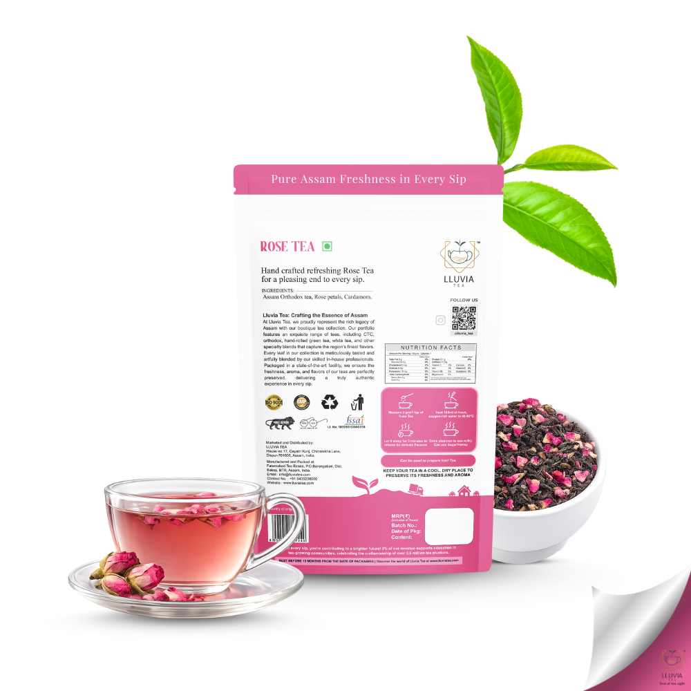 Lluvia Tea Rose tea zipper| high in vitamins & antioxidants| 50g