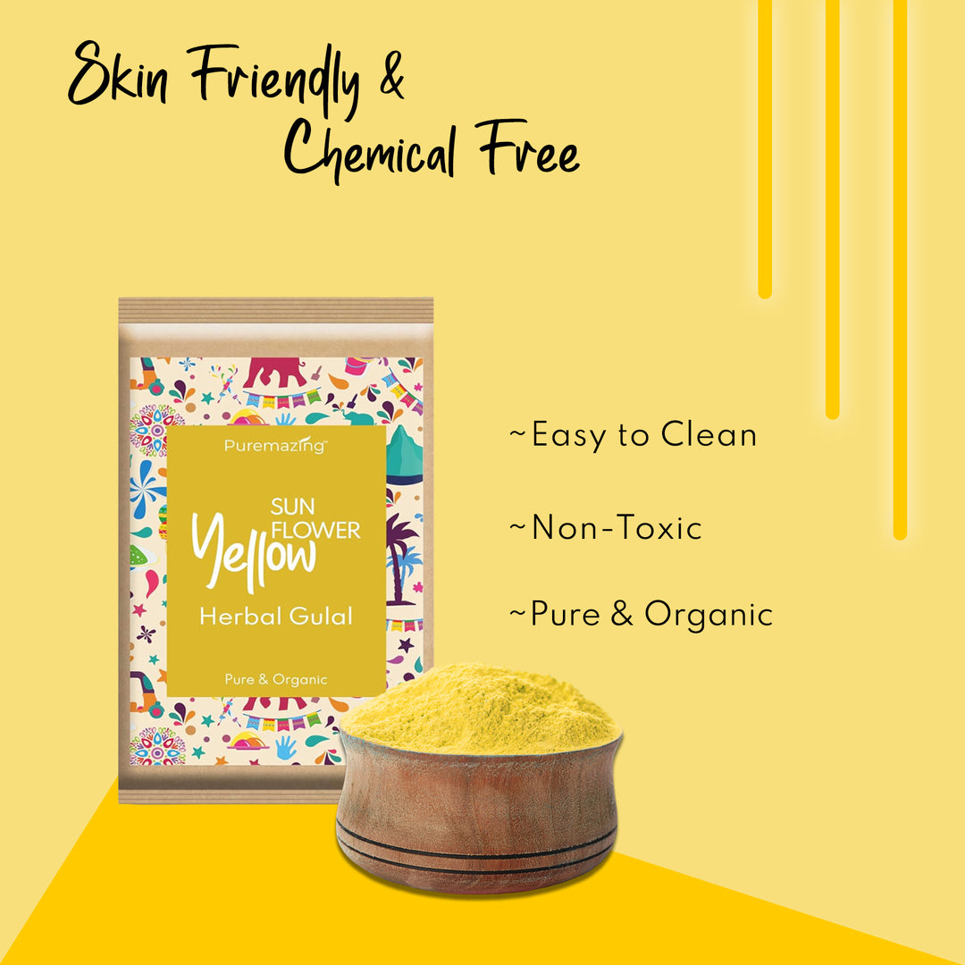 Puremazing by Imvelo Natural Herbal Gulal Colour Set for Holi - Organic Skin Friendly Holi Colour Powder with Flower Petals - Skin Friendly Scented Holi Colors Rang Gulal, Pack of 2, 80 Grams, Multi