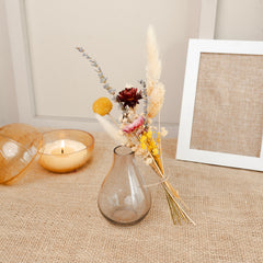 Midnight Bloom Black Glass Vase with Dried Flowers | Decorative Floral Vase for Modern Home Décor