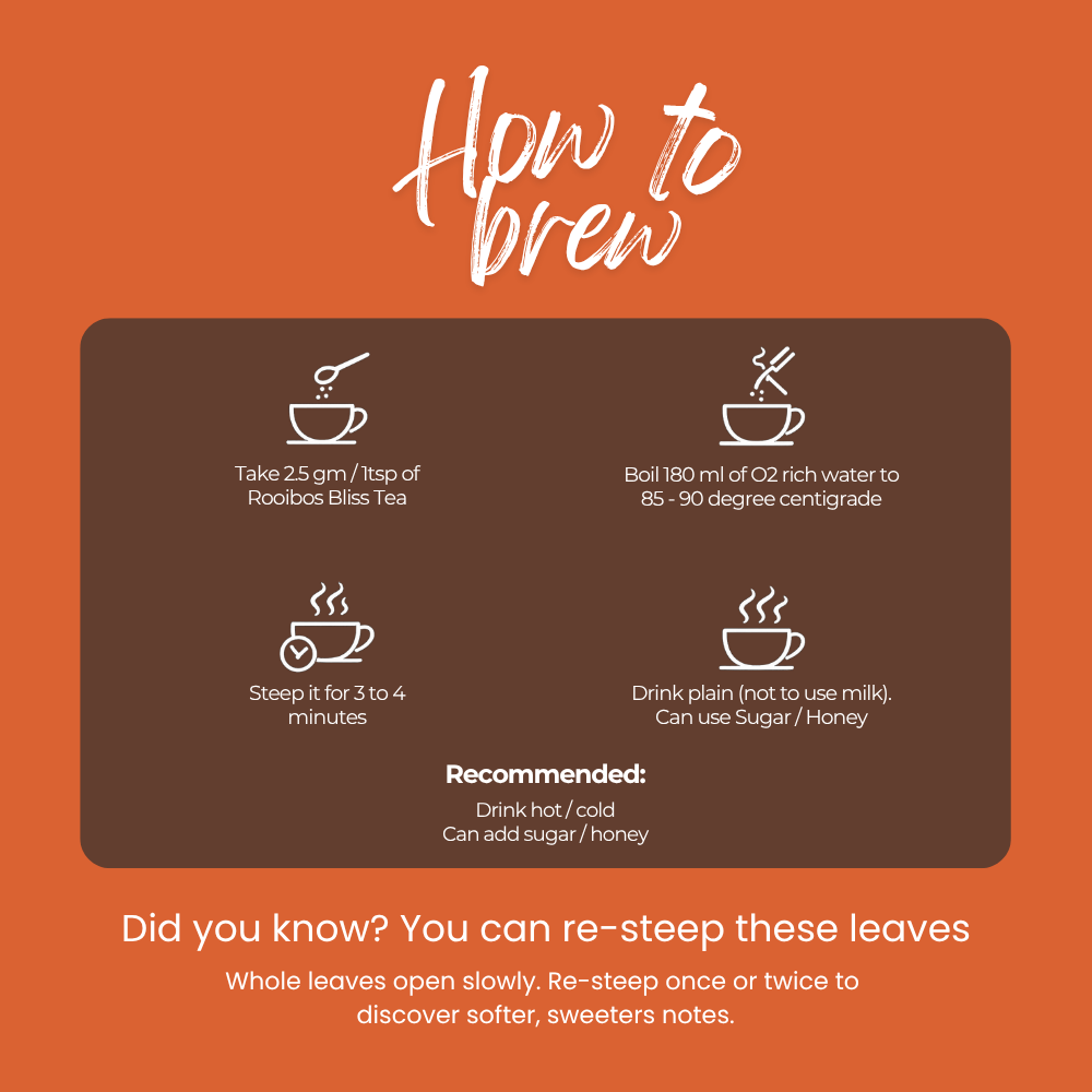 Lluvia Tea Rooibos Bliss Tea - Improves Skin Health | Digestive Support | Caffeine-Free Energy (50 gm)