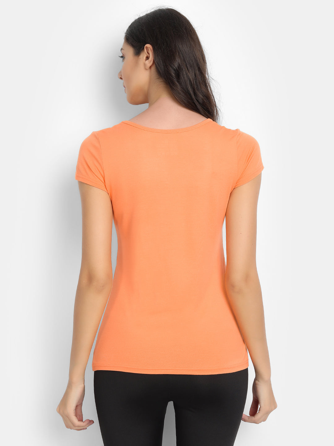 Women’s Bamboo Fabric Slim Fit H/S T-Shirt | Soft & Breathable | Papaya Orange