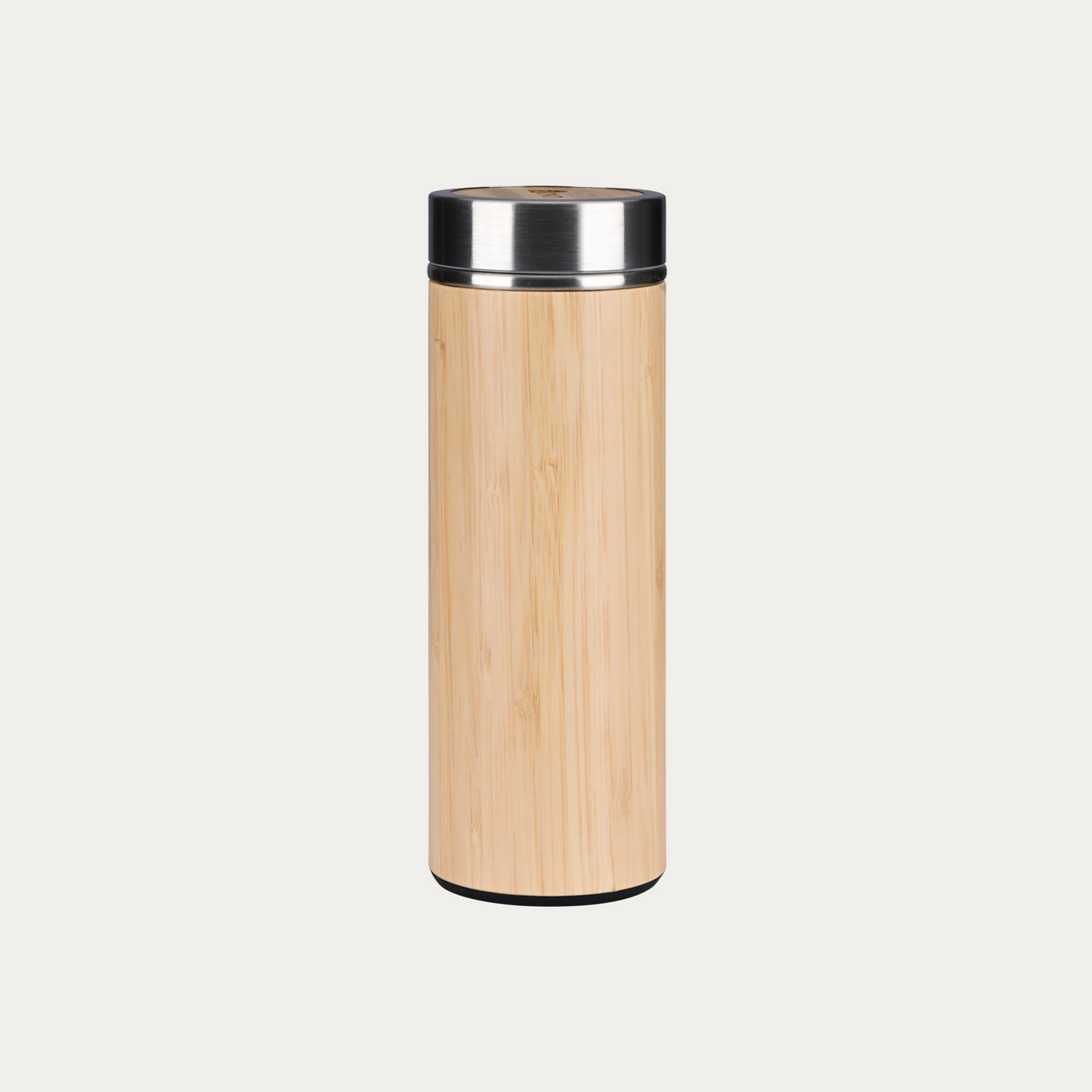 OIKO Bamboo Stainless Steel Water Bottle (Insulated) 500 ML